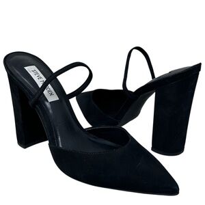 Steve Madden Pointed Toe Backless Black Pump Heels 8.5